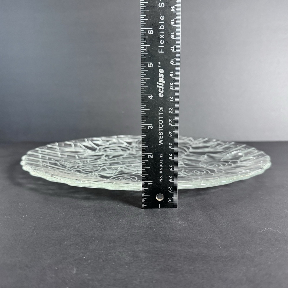 Pasari Glass‎ 14" Charger Serving Platter Crystal Livia Rose Lattice Design - Picture 5 of 5